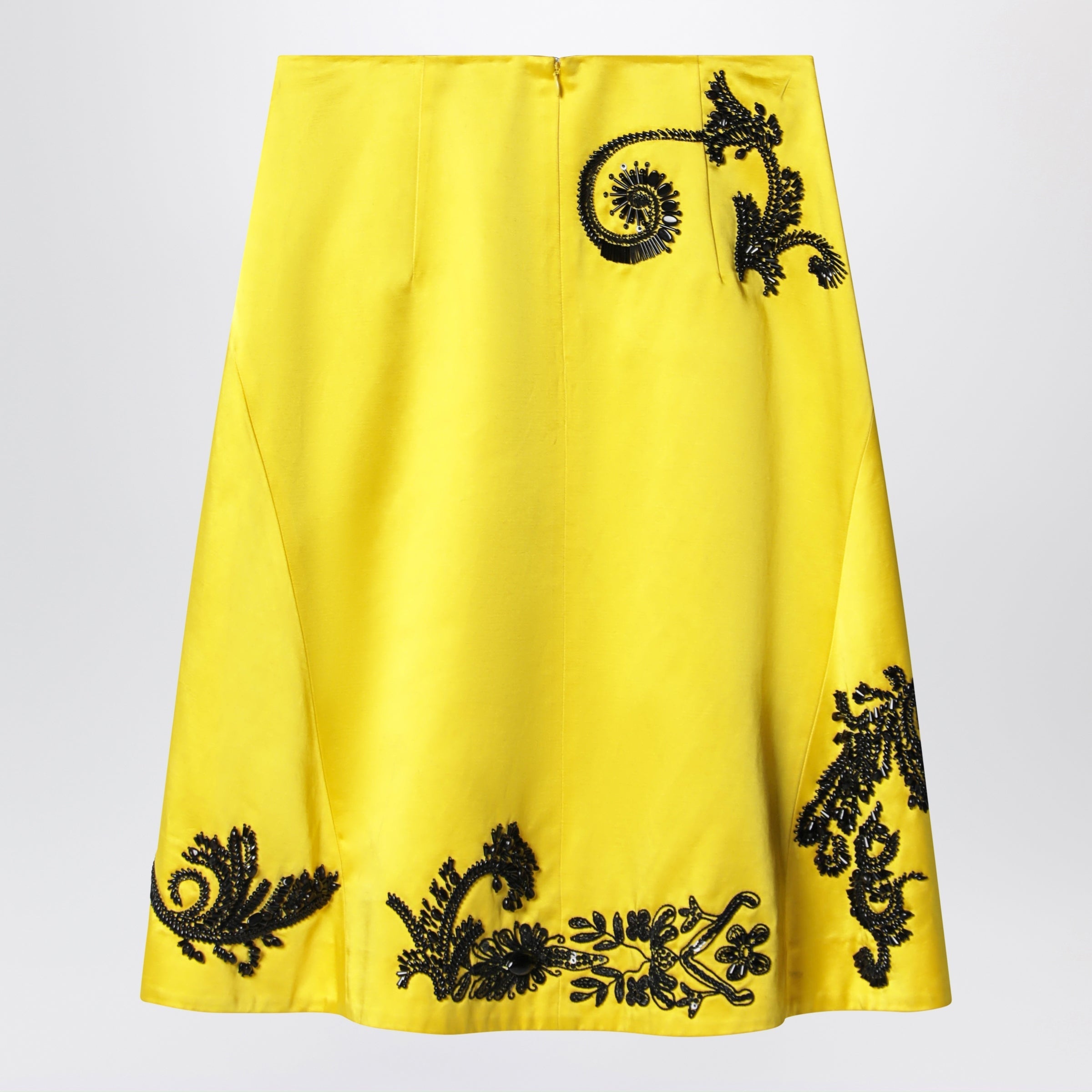 Dries Van Noten Yellow Skirt With Black Sequin Embroidery Women