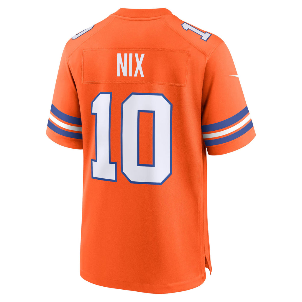 Denver Broncos Bo Nix Orange Mile High Collection 1977 Throwback Player Game Jersey