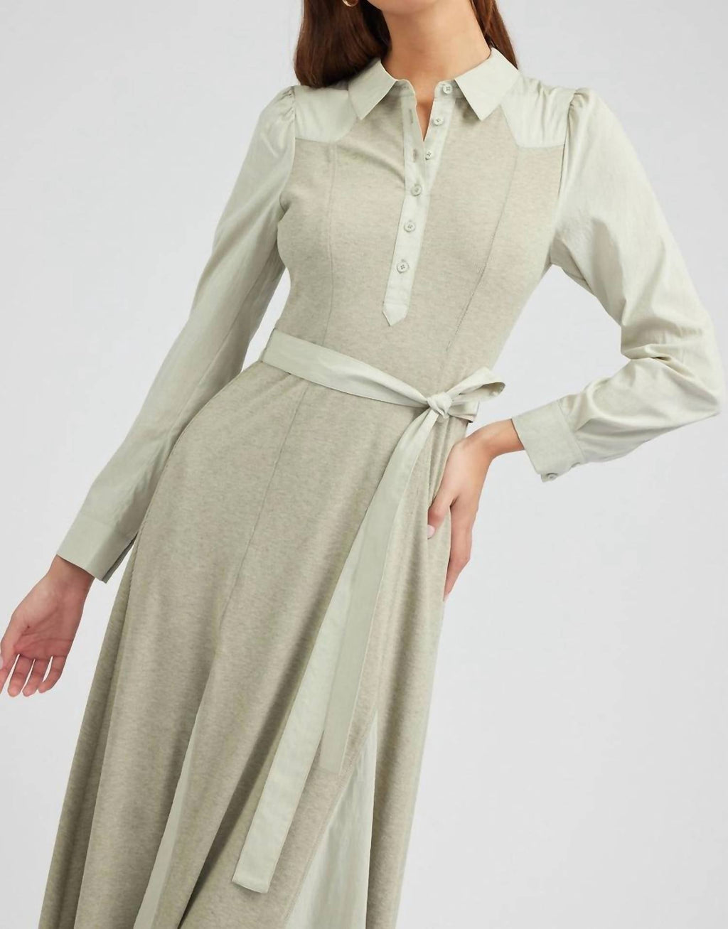 Godet Skirt Ribbed Maxi Dress In Sage
