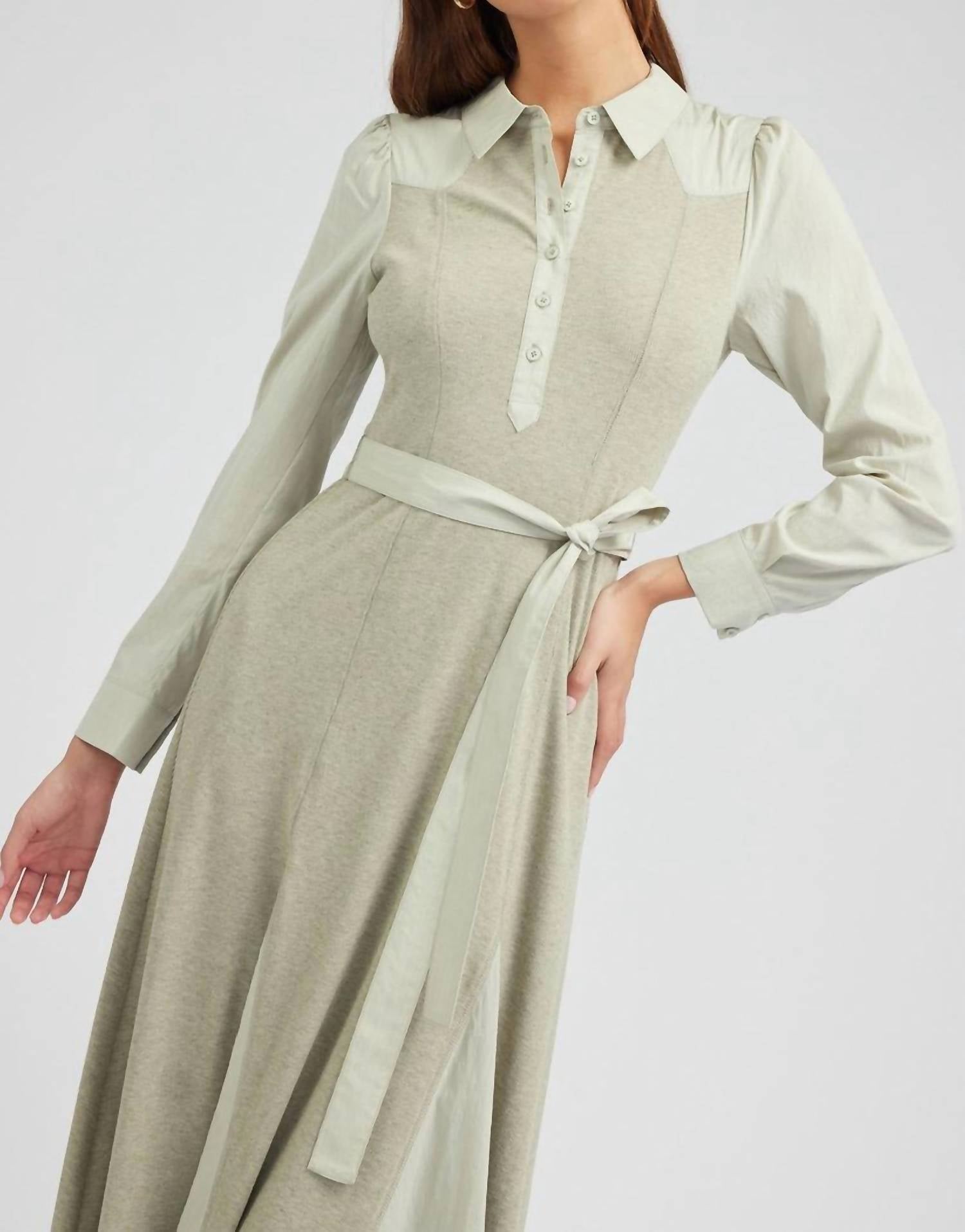 Godet Skirt Ribbed Maxi Dress In Sage