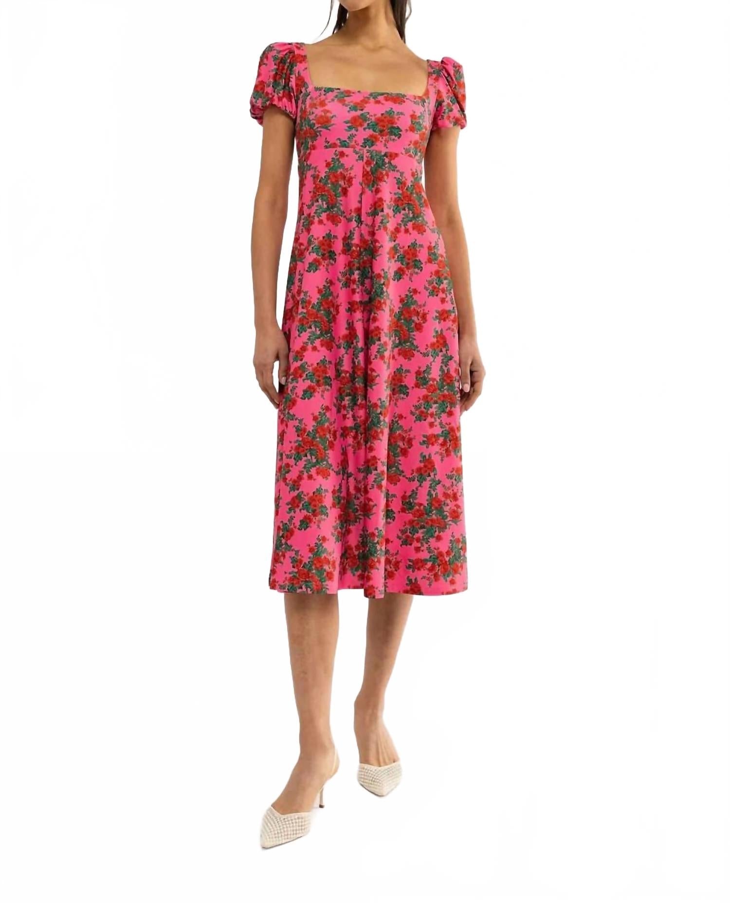 Rosalie Midi Dress In Shrub Rose
