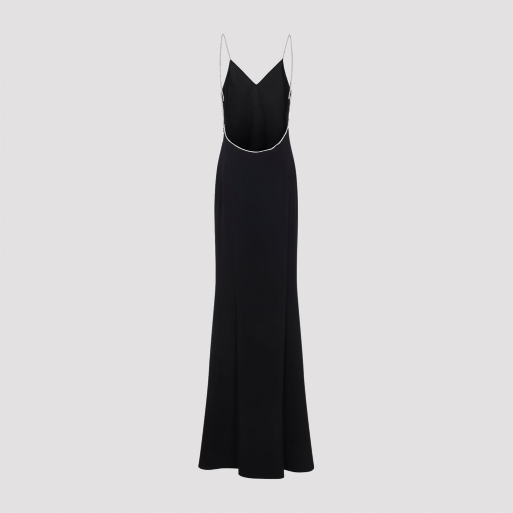 Tom Ford Crystal Chain Embroidery Satin Dress Women