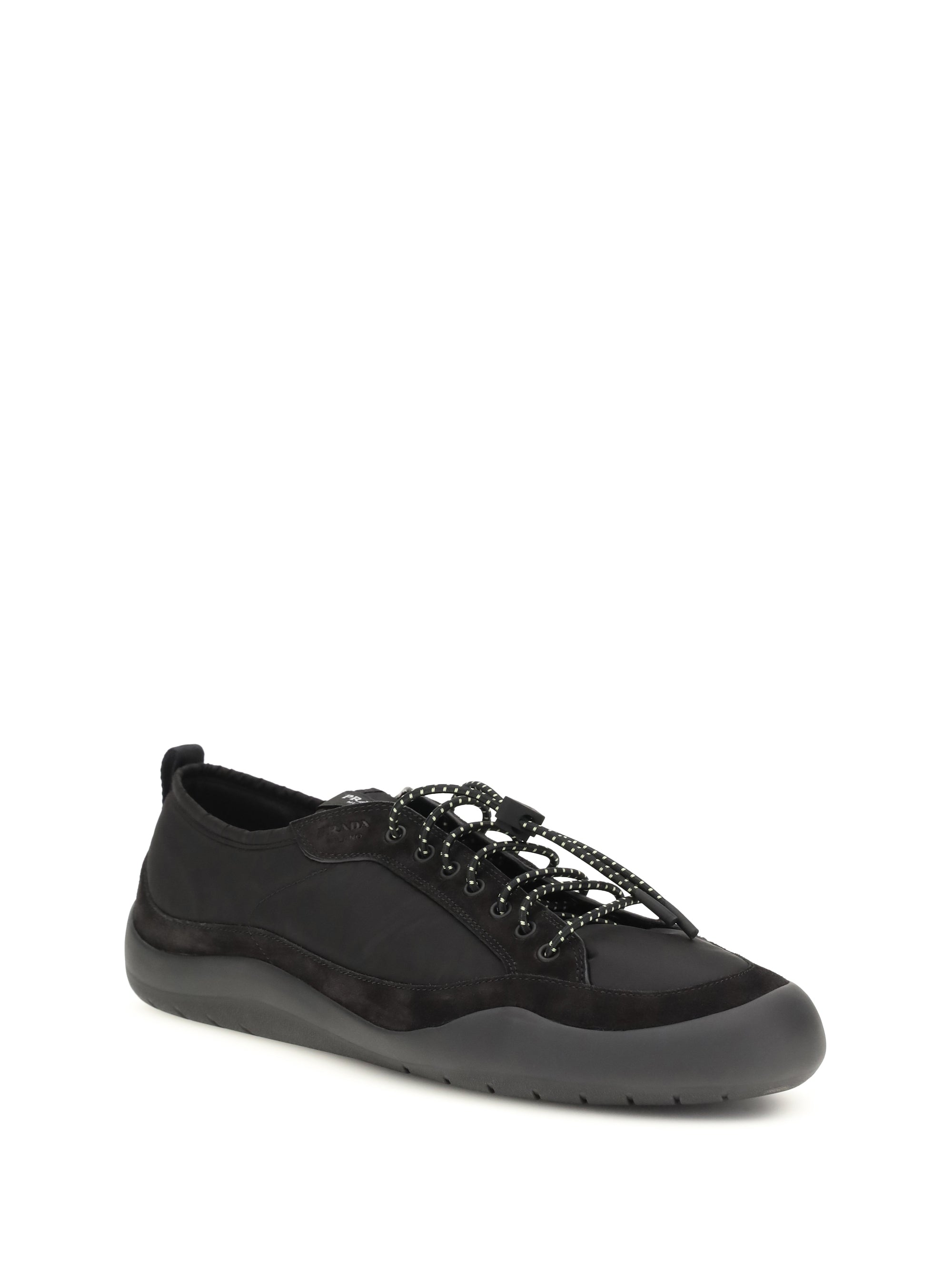 Prada Men Leather And Fabric Sneakers