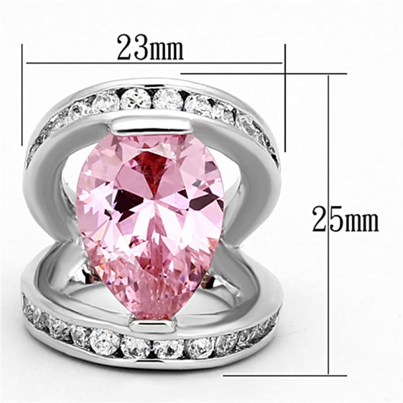 Rhodium Brass Ring with AAA Grade CZ in Rose