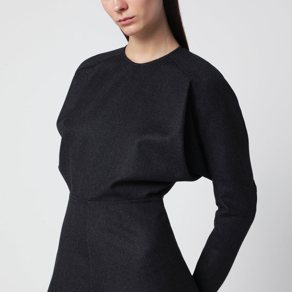 Victoria Beckham Doman Virgin Wool Dress In Dark Grey Melange Women