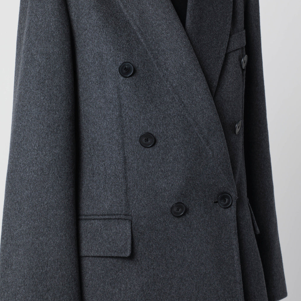 Victoria Beckham Double-Breasted Coat In Grey Melange Wool And Cashmere Women