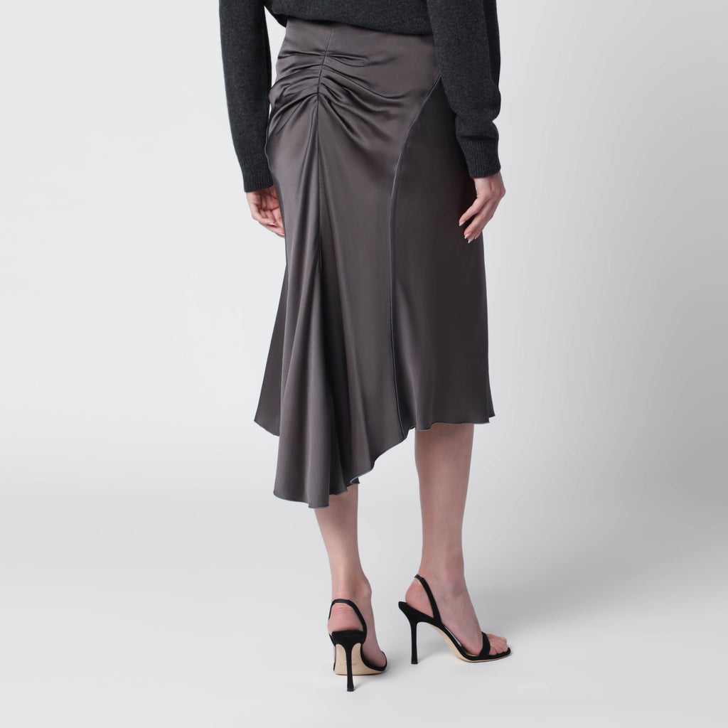 Victoria Beckham Bela Midi Skirt In Mineral Grey Crãªpe Satin Women