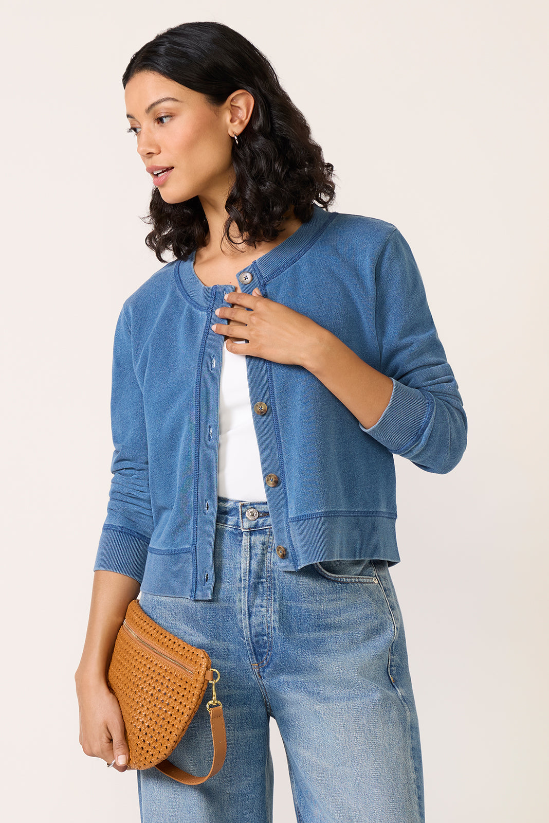 Women's Daily Knit Denim Cardigan