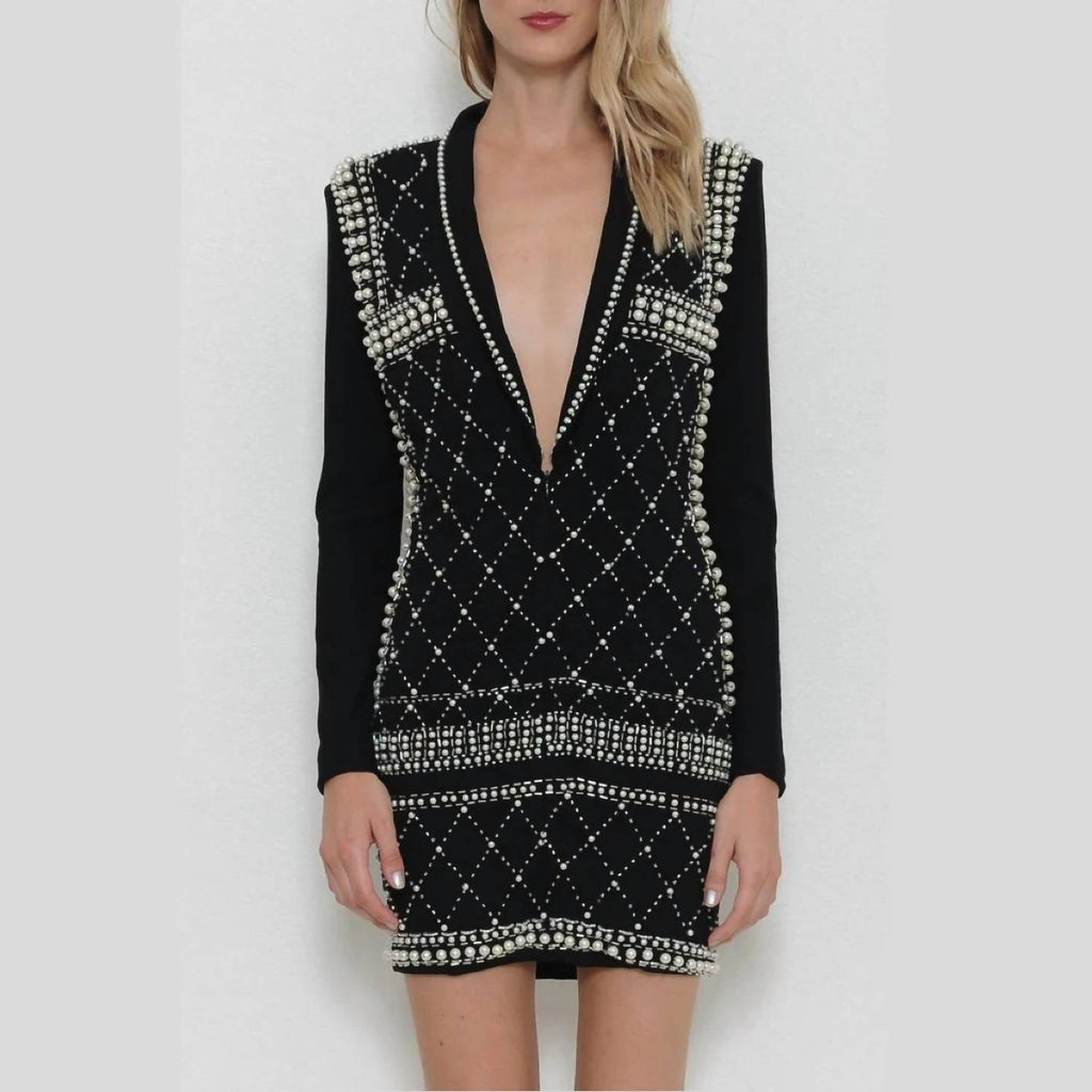 Pearl Tuxedo Dress In Black