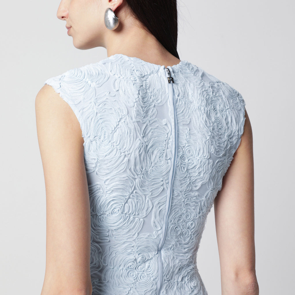 Rotate Light Blue Floral Mesh Mini Dress Women