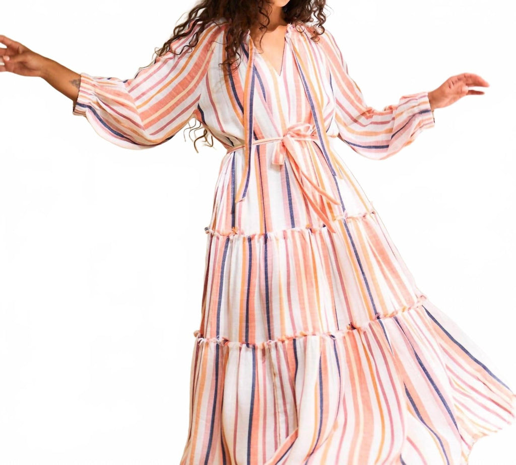Wisteria Midi Dress In Ivory Multi