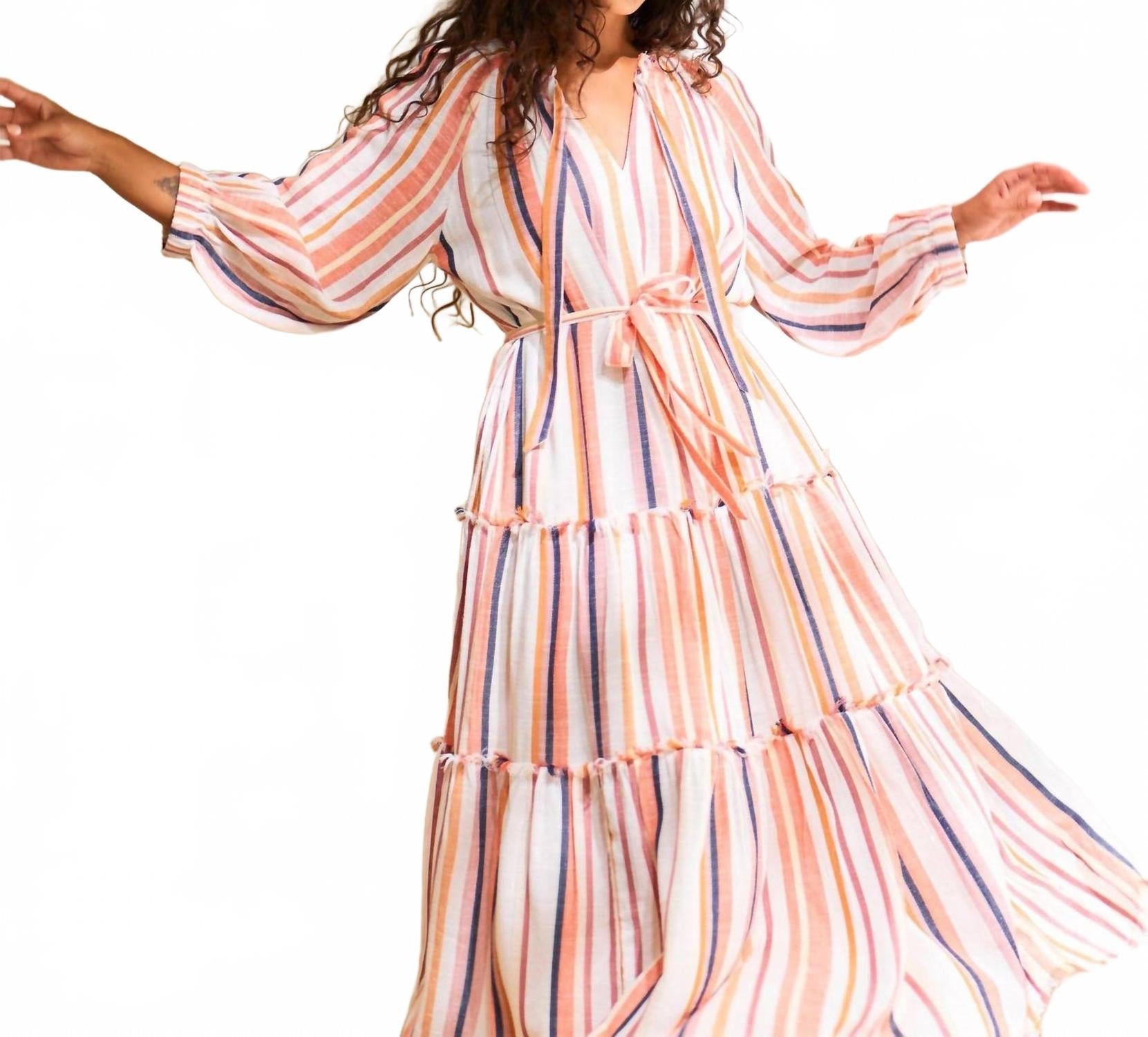 Wisteria Midi Dress In Ivory Multi