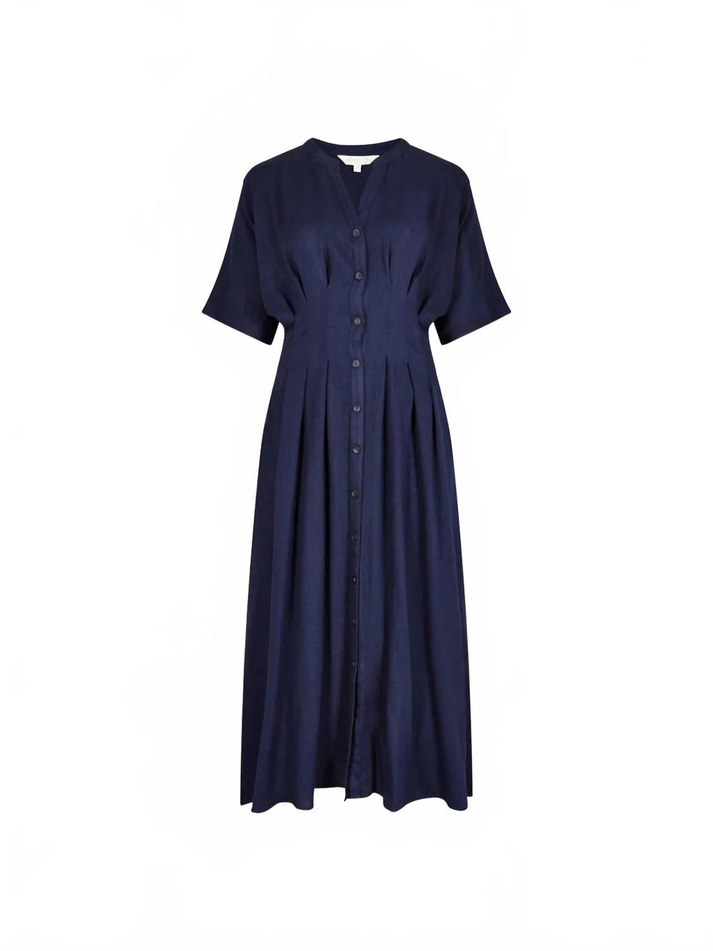 Pleated Shirt Midi Dress - Plus In Navy