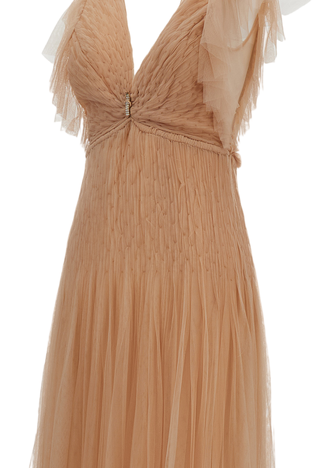 Nude Tulle Long Evening Dress