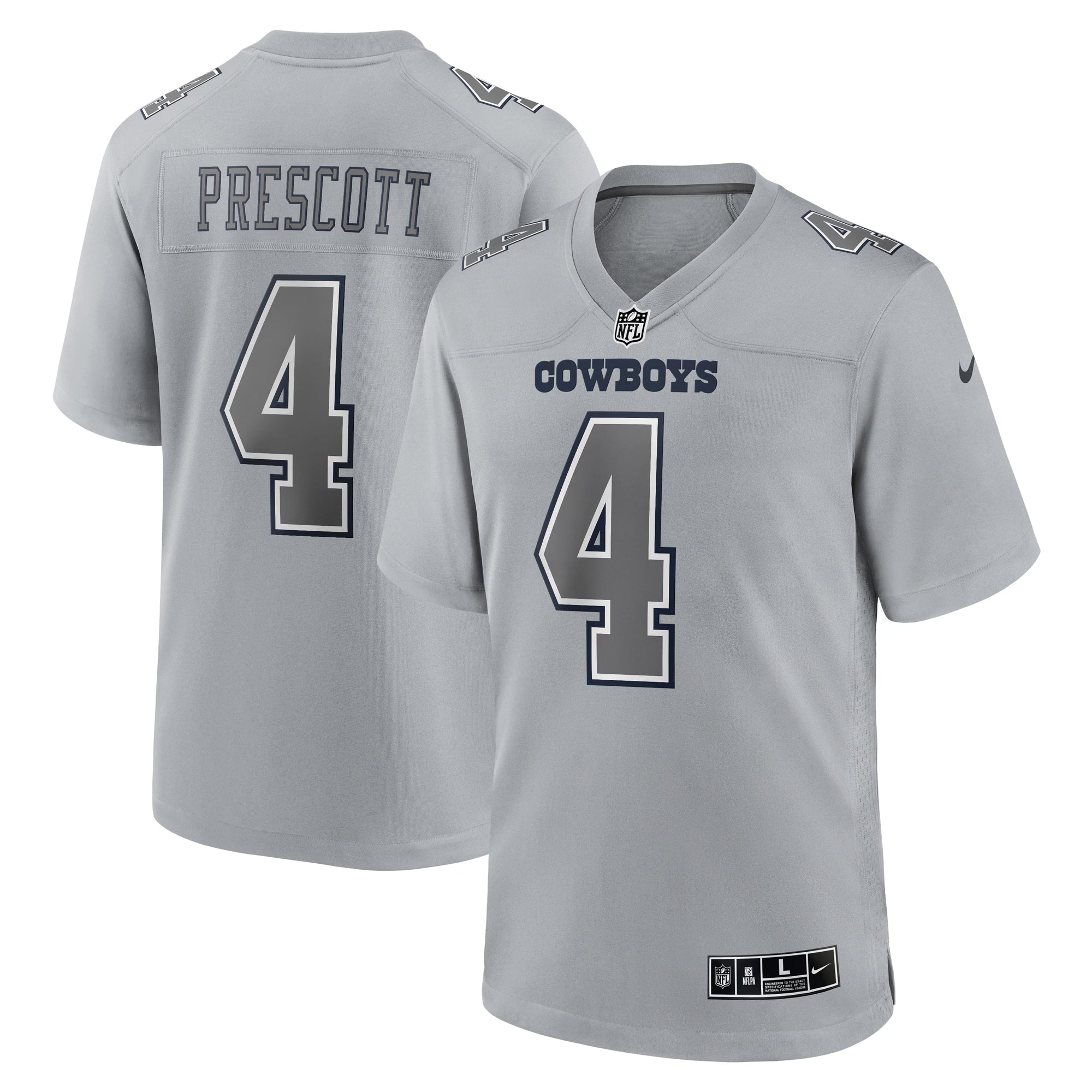 Dallas Cowboys Dak Prescott Gray Atmosphere Fashion Game Jersey
