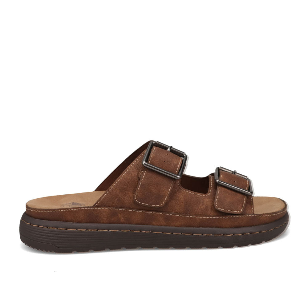 Dockers Mens Santorini Tumbled Full Grain Open Toe Buckle Sandal Slide