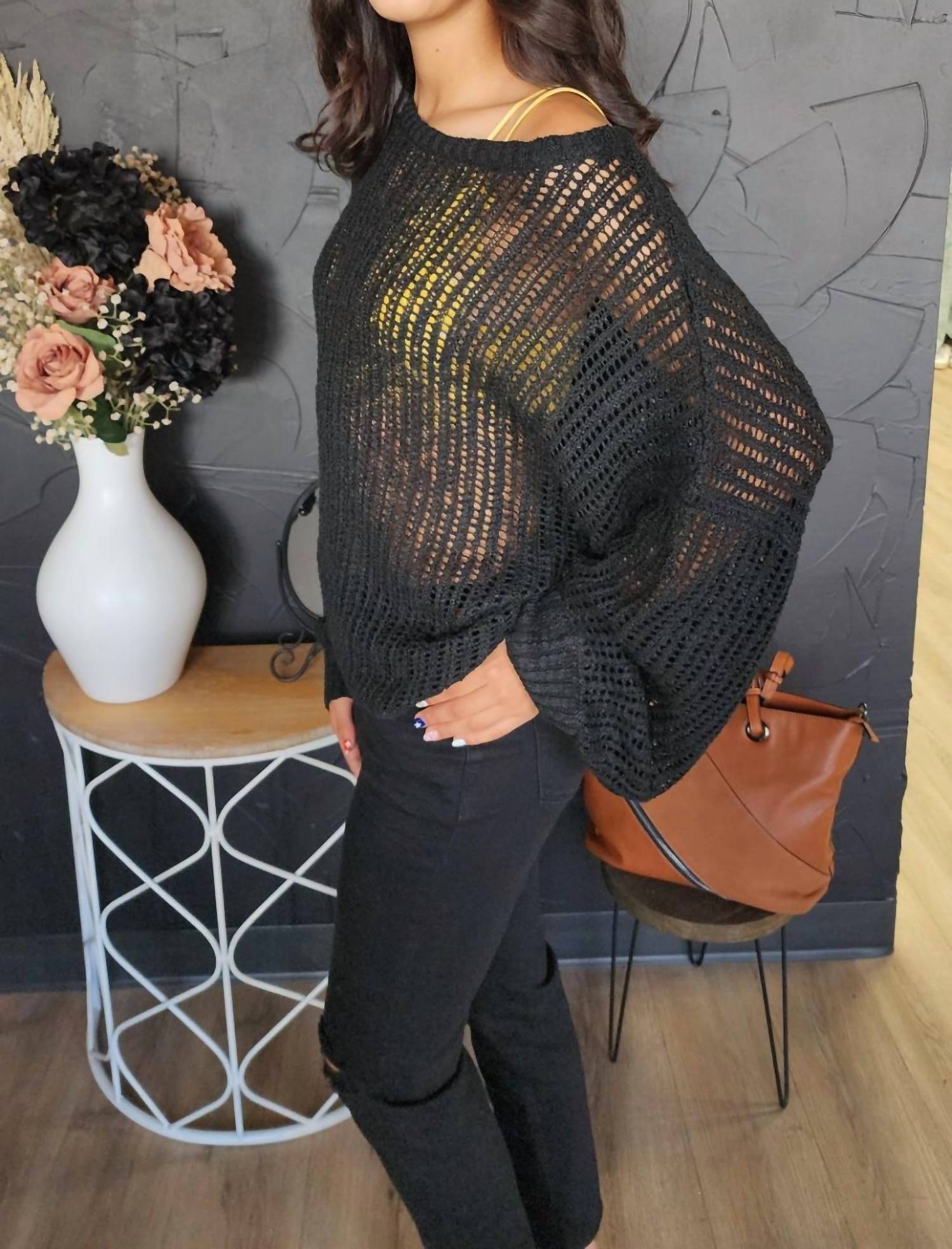 Crochet Sweater In Black