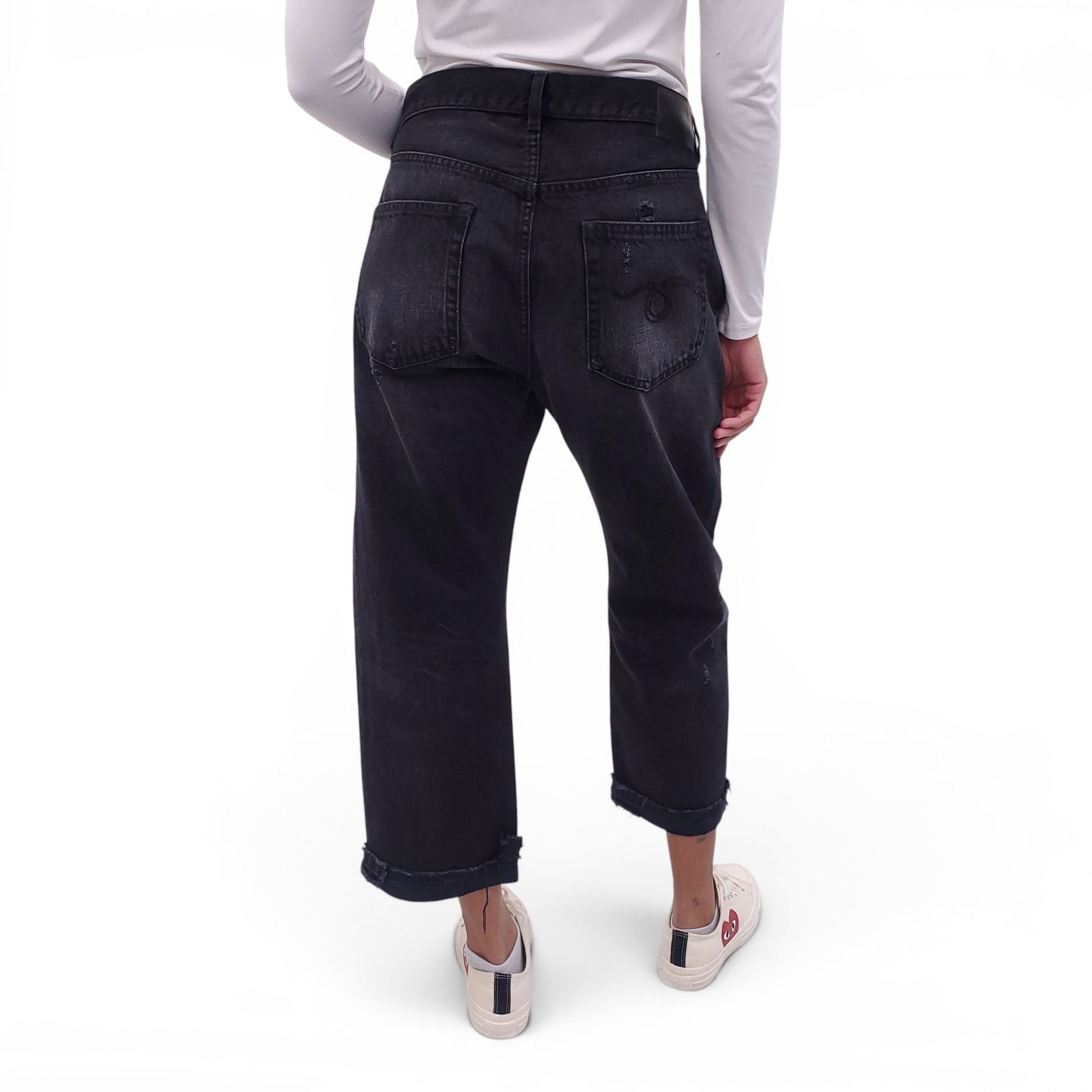 R13 BLACK 'BOYFRIEND' JEANS - SIZE 30