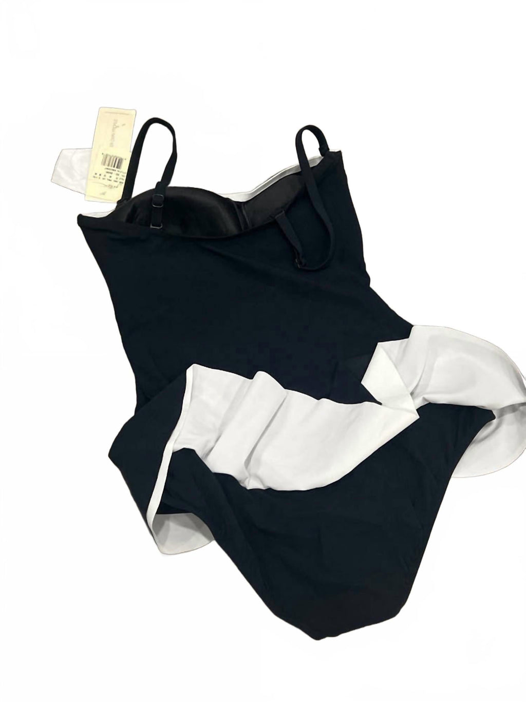 Belle Curve Bandeau Swimsuit Dress In Black/white