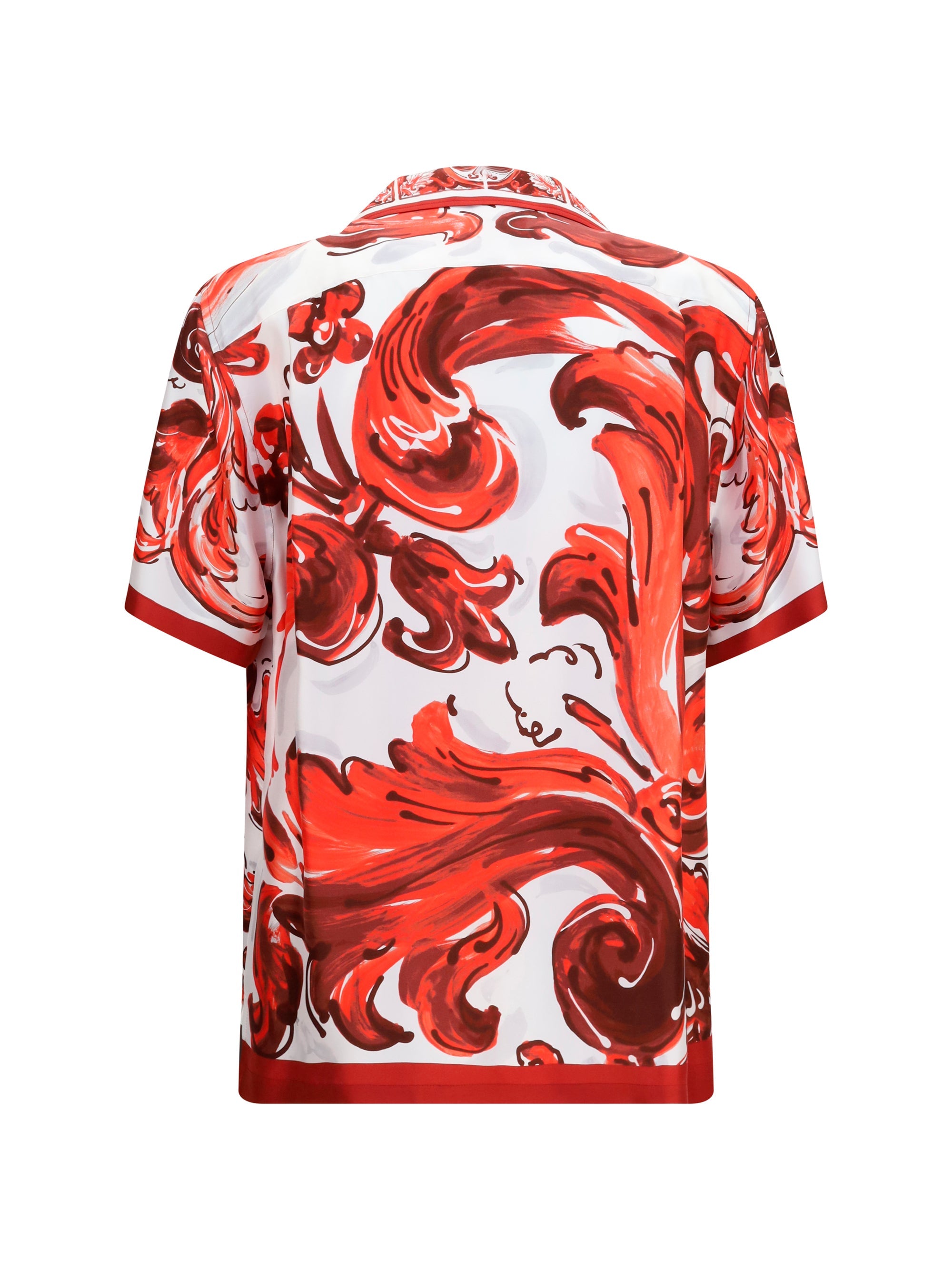 Dolce & Gabbana Men Maiolica Print Hawaii Shirt In Silk Twill