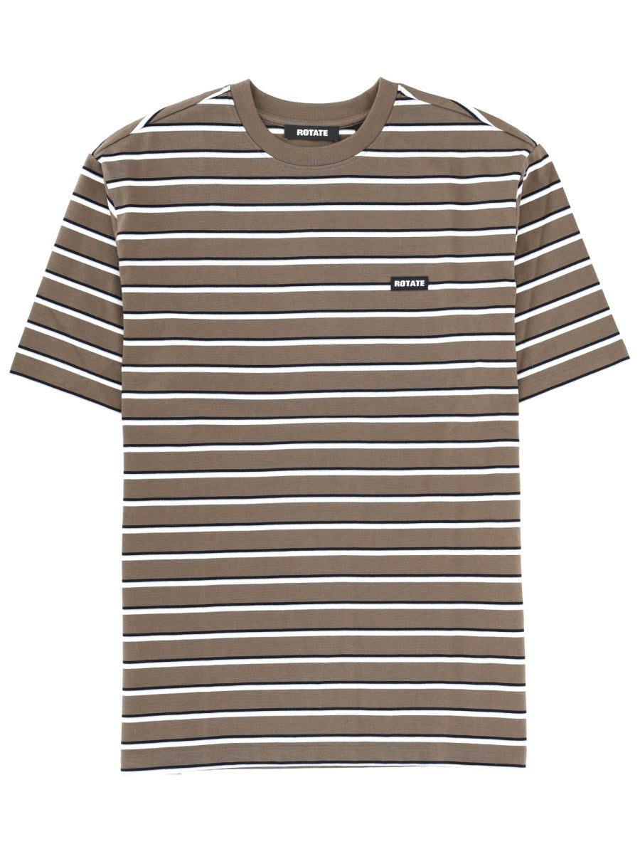 Rotate Women Striped Logo T-Shirt