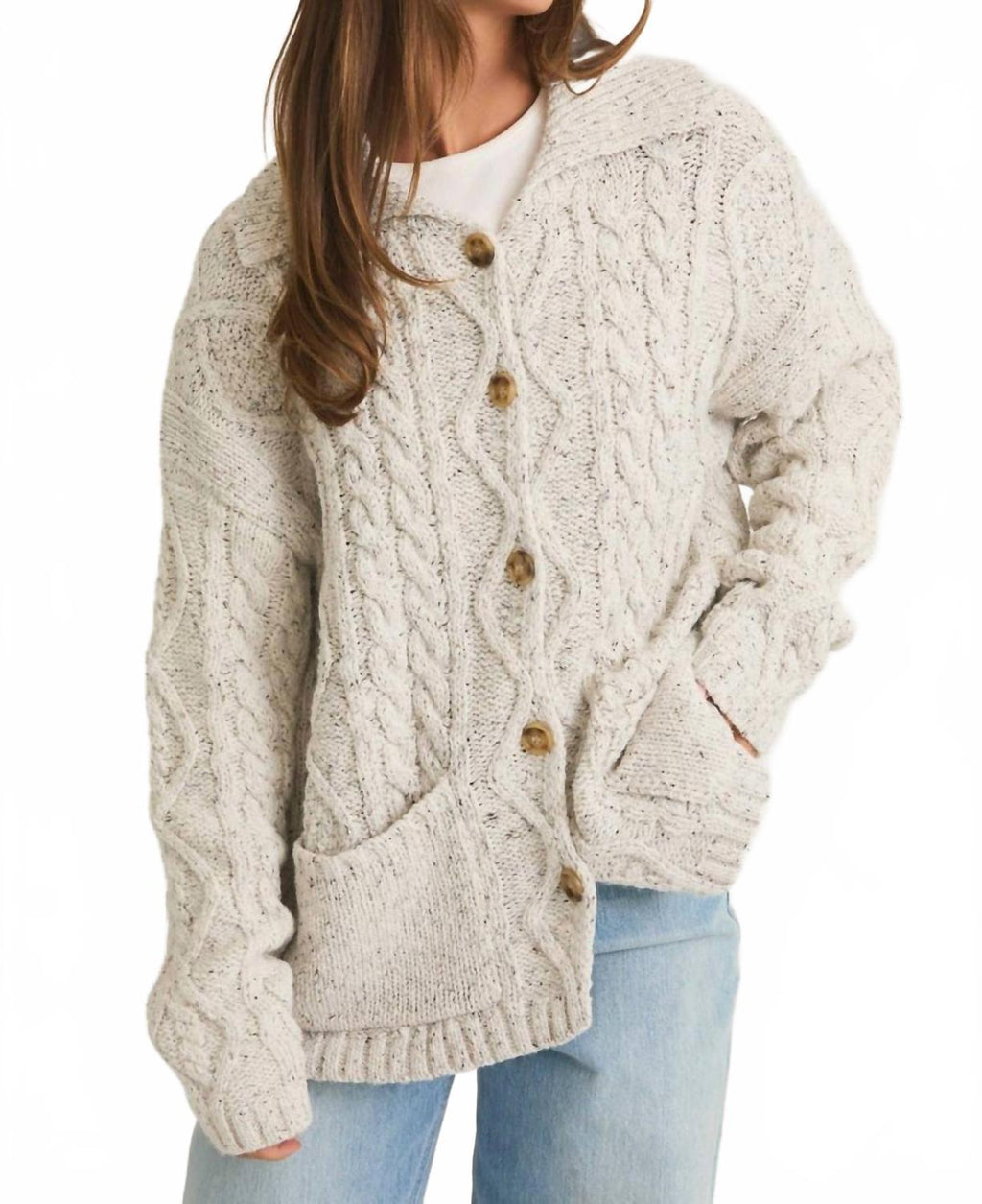 Harbor Oversized Cardigan In Heather Grey