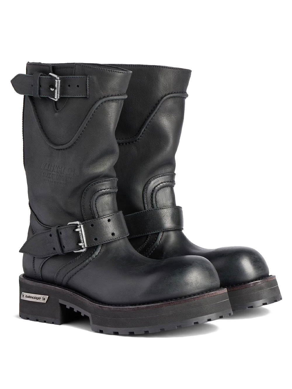 Balenciaga Women Venom Boots In Worn-Out Effect Leather