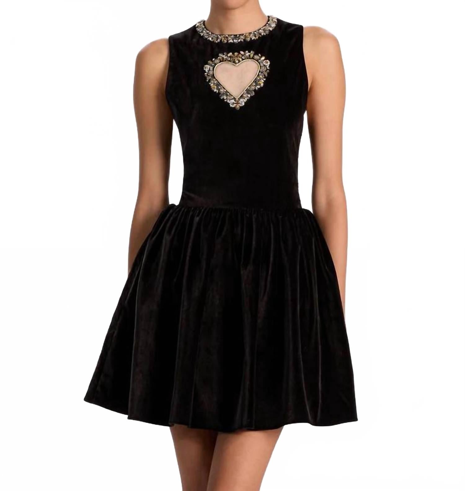 Ella Velvet Mini Dress In Black