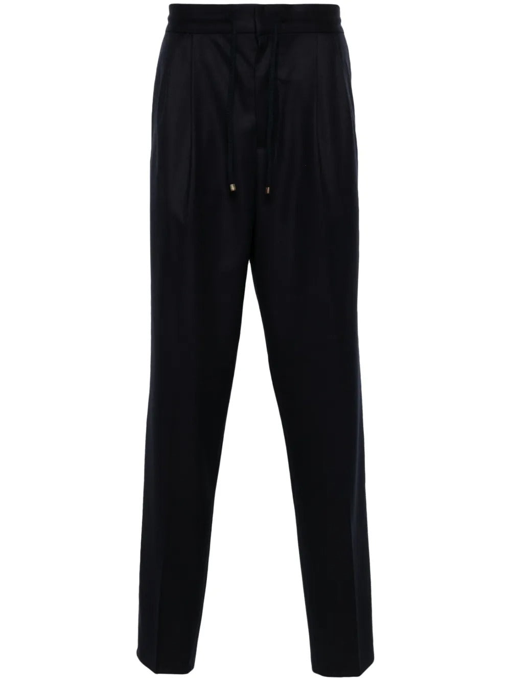 Brunello Cucinelli Men Wool Flannel Leisure Fit Trousers With Drawstring And Double Pleats