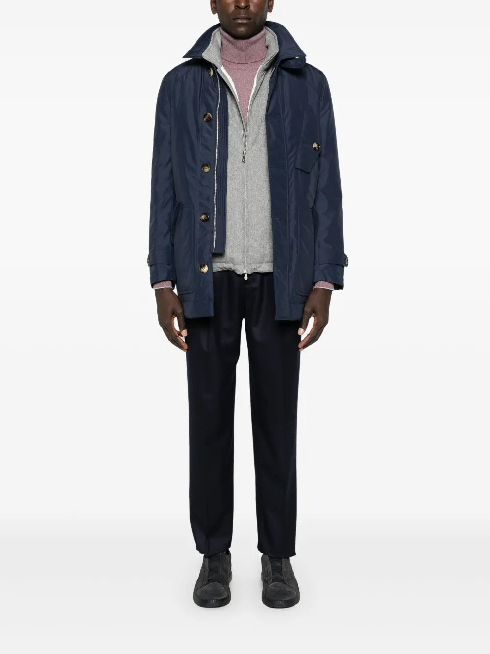 Brunello Cucinelli Men Wool Flannel Leisure Fit Trousers With Drawstring And Double Pleats