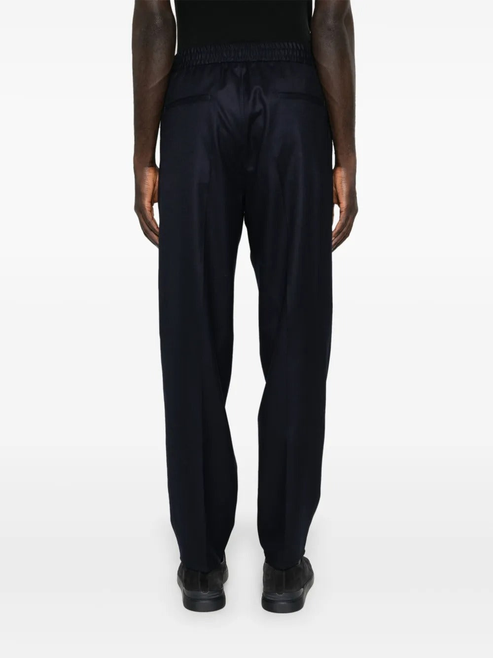 Brunello Cucinelli Men Wool Flannel Leisure Fit Trousers With Drawstring And Double Pleats