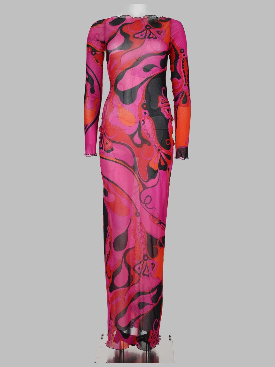 Pucci Women Abito Lungo Orchidee In Tulle