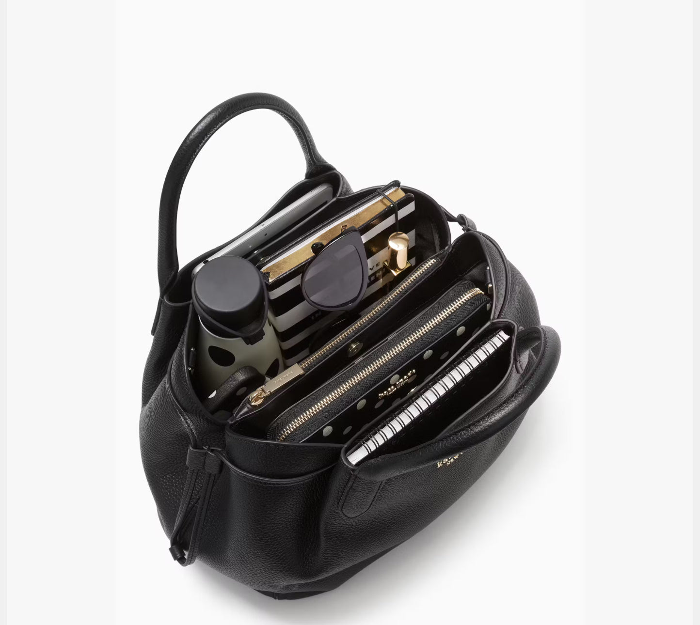 NWT Kate Spade Large Leather Dumpling Satchel In Black