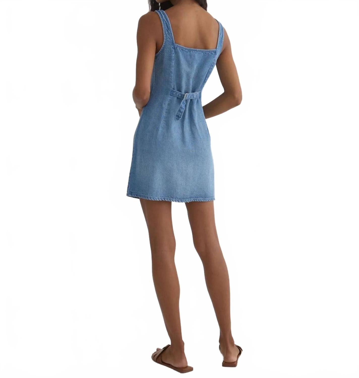 Square Neck Mini Dress In Amalfi Blue