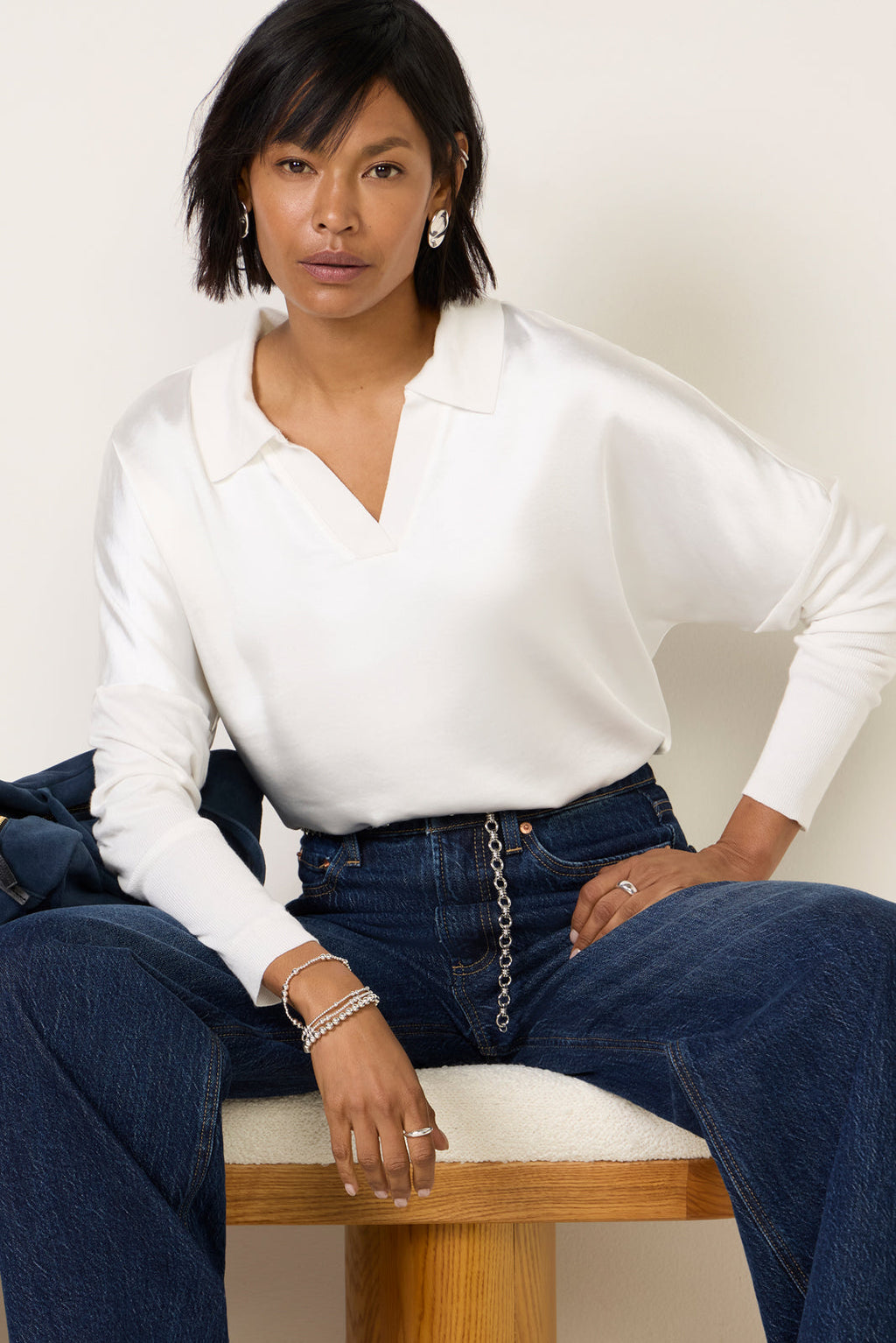 Women's Tina Mixed Media Satin Top