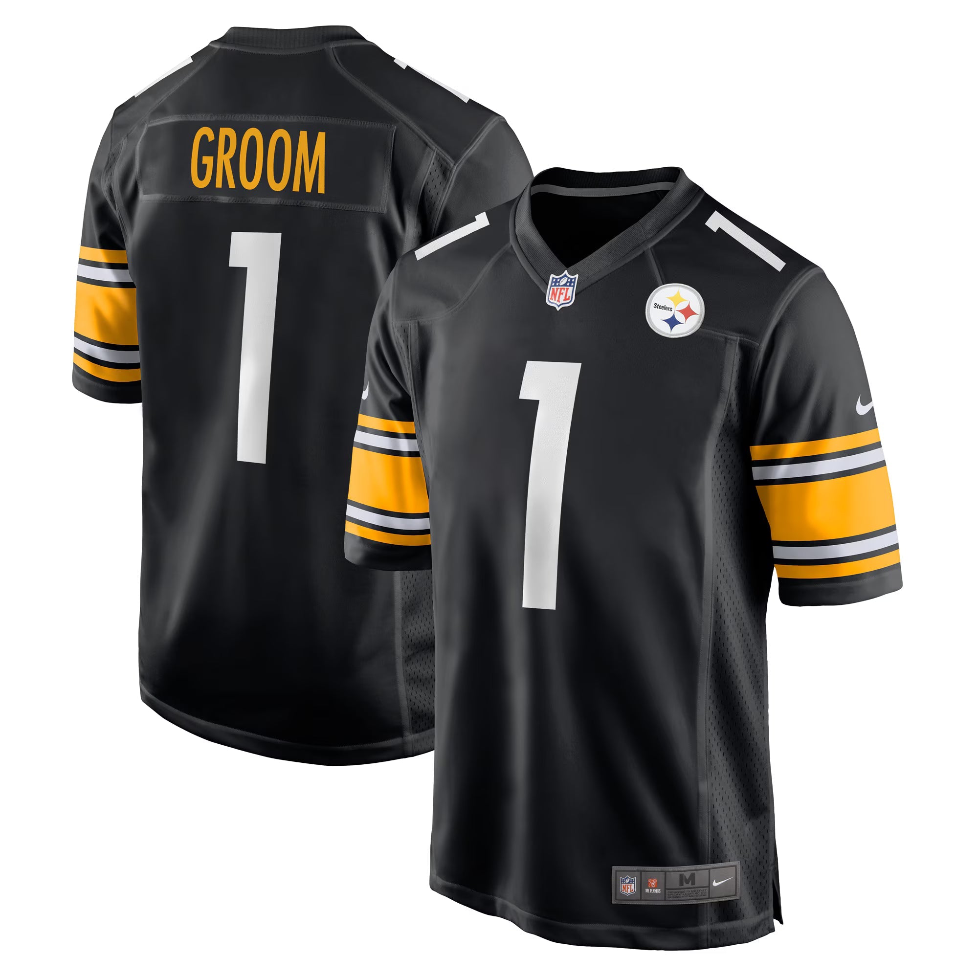 Pittsburgh Steelers Number 1 Groom Black Game Jersey