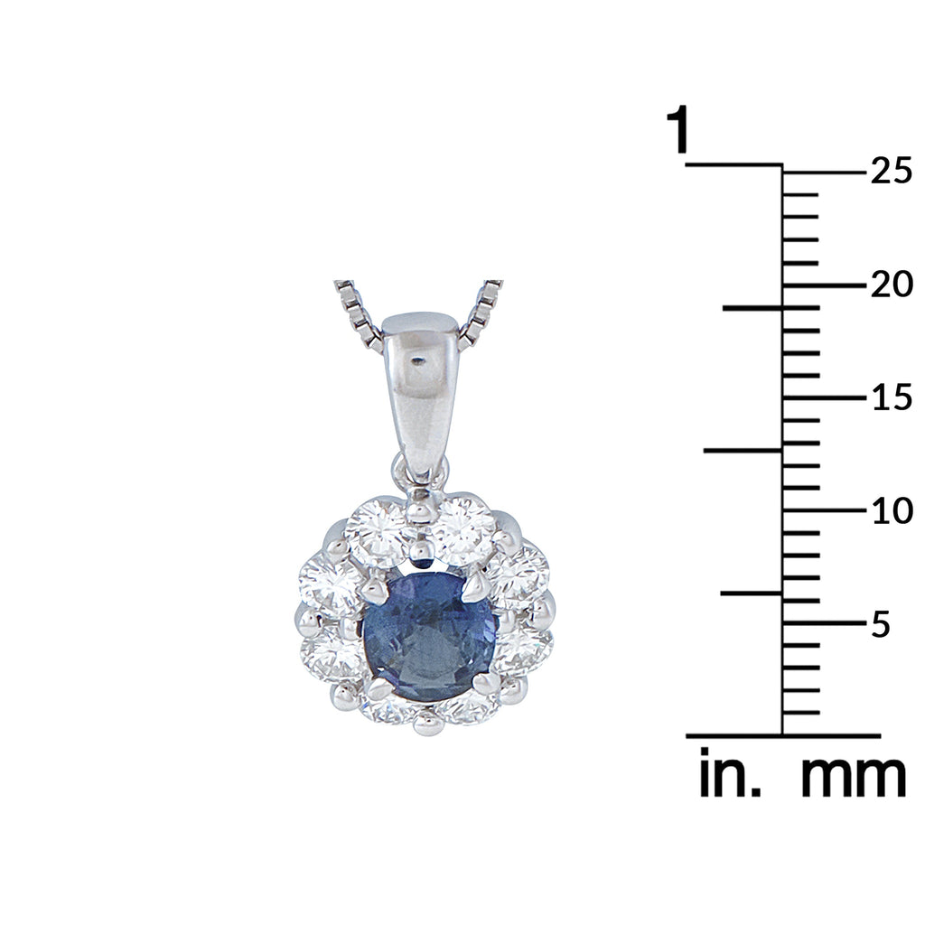 LB Exclusive Platinum 0.66ct Diamond and Sapphire Pendant Necklace MF15-041326