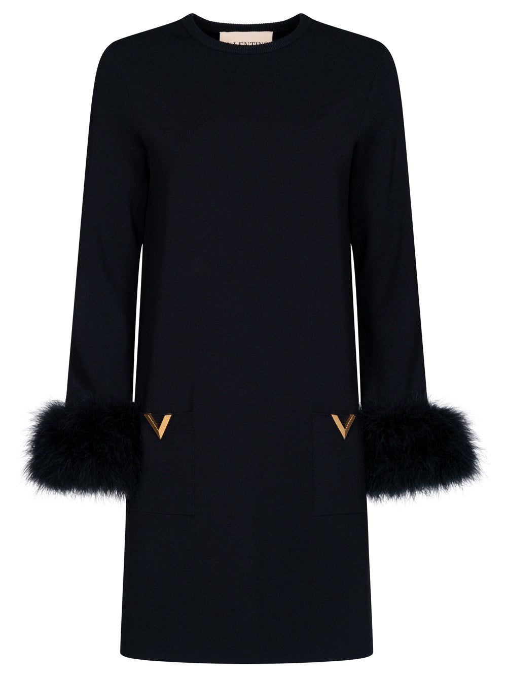 Valentino Garavani Women V Logo And Feather-Detail Knitted Dress