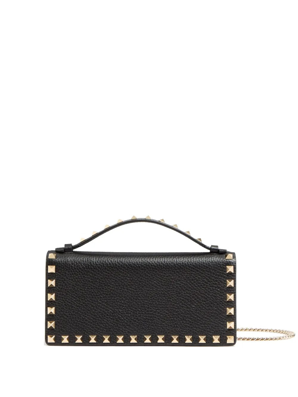 Valentino Garavani Women Rockstud Grainy Leather Wallet With Detachable Chain