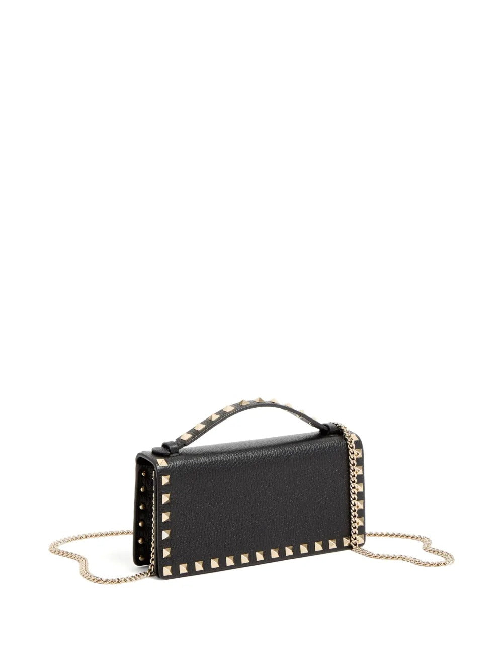 Valentino Garavani Women Rockstud Grainy Leather Wallet With Detachable Chain
