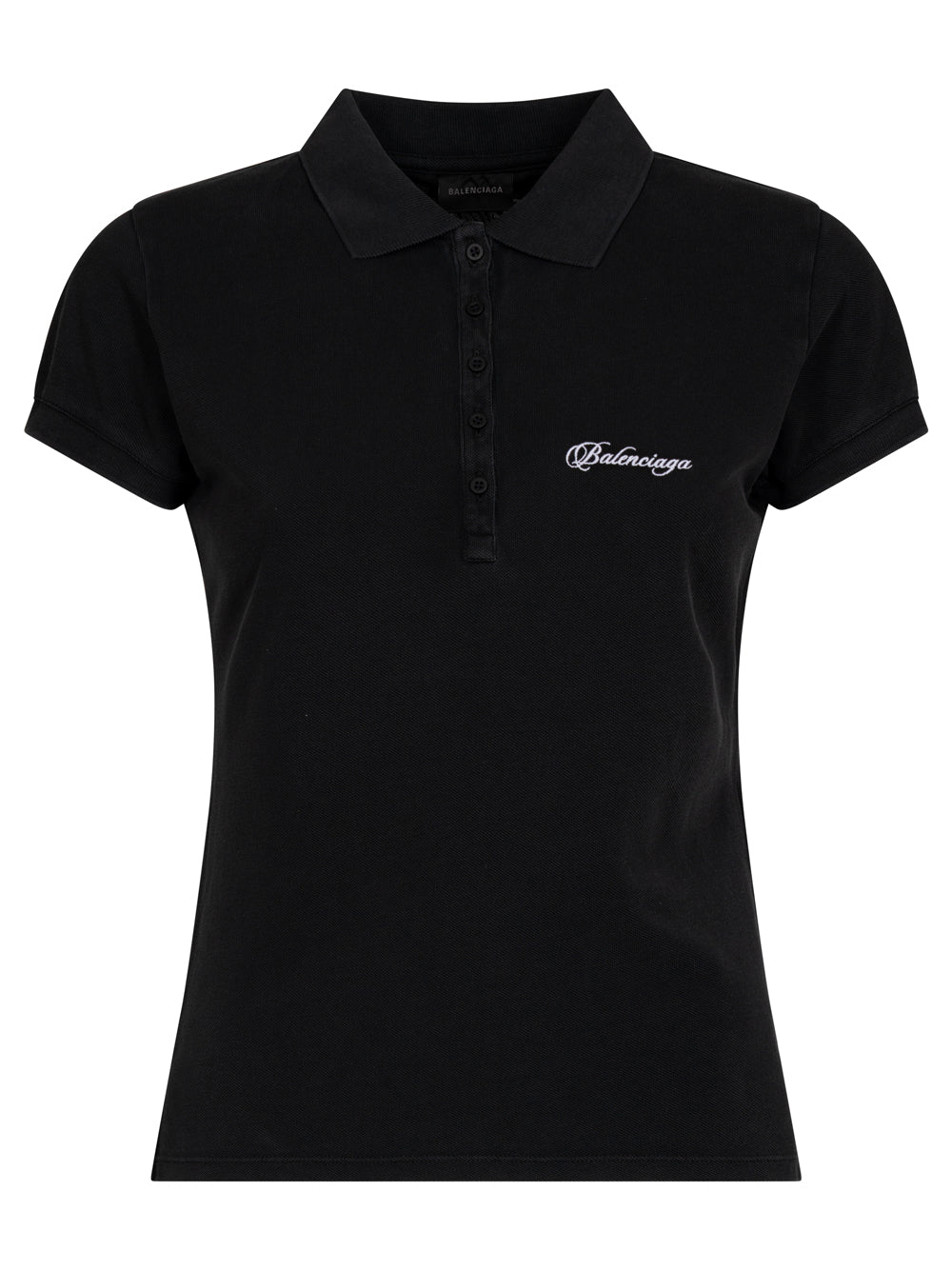 Balenciaga Women Fitted Polo With Logo Embroidery