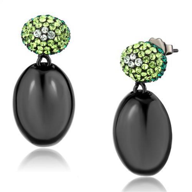 IP Black(Ion Plating) Stainless Steel Earrings with Top Grade Crystal in Multi Color
