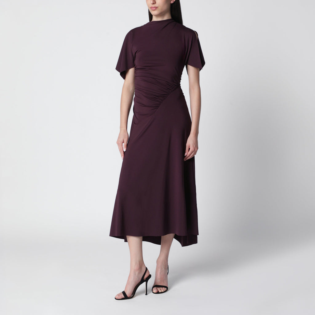Victoria Beckham Blackcurrant Black Draped Midi Dress Women