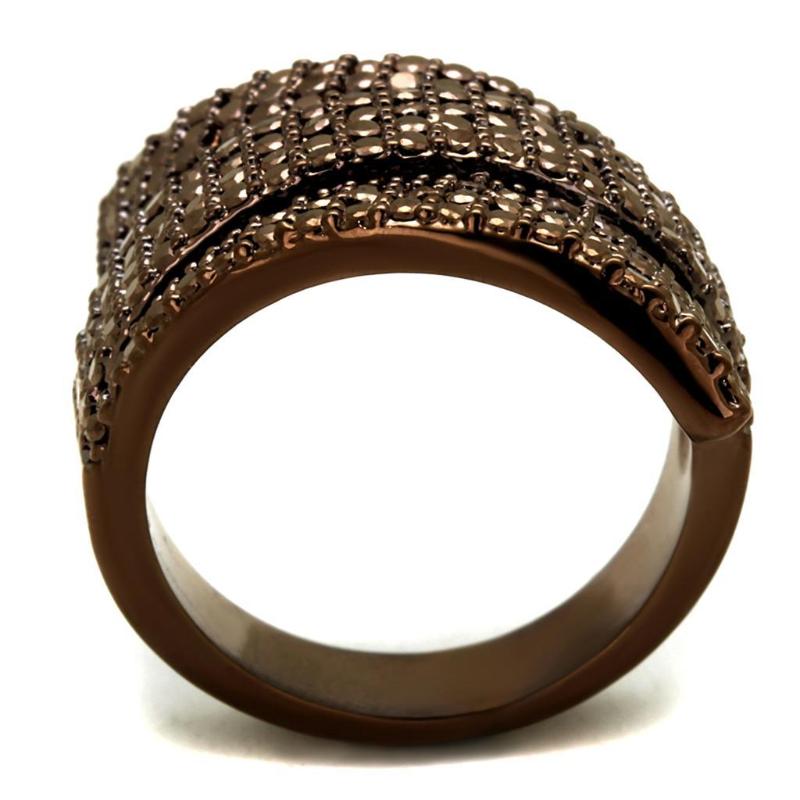 IP Coffee light Brass Ring with AAA Grade CZ in Light Coffee