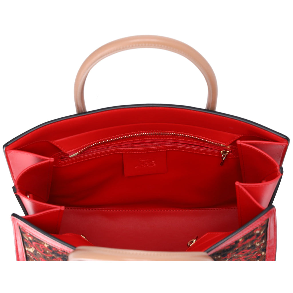 Christian Louboutin Paloma Medium Tote Embroidered Jacquard Leopard