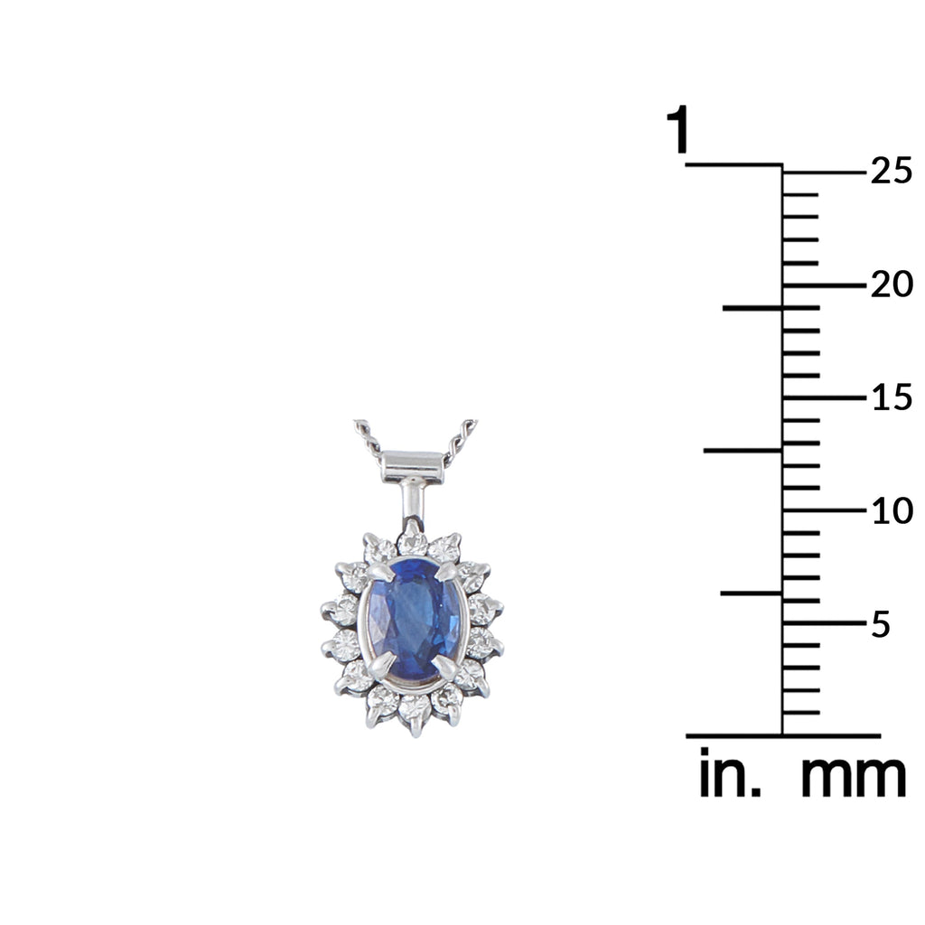 LB Exclusive Platinum 0.16ct Diamond and Sapphire Pendant Necklace MF27-041326