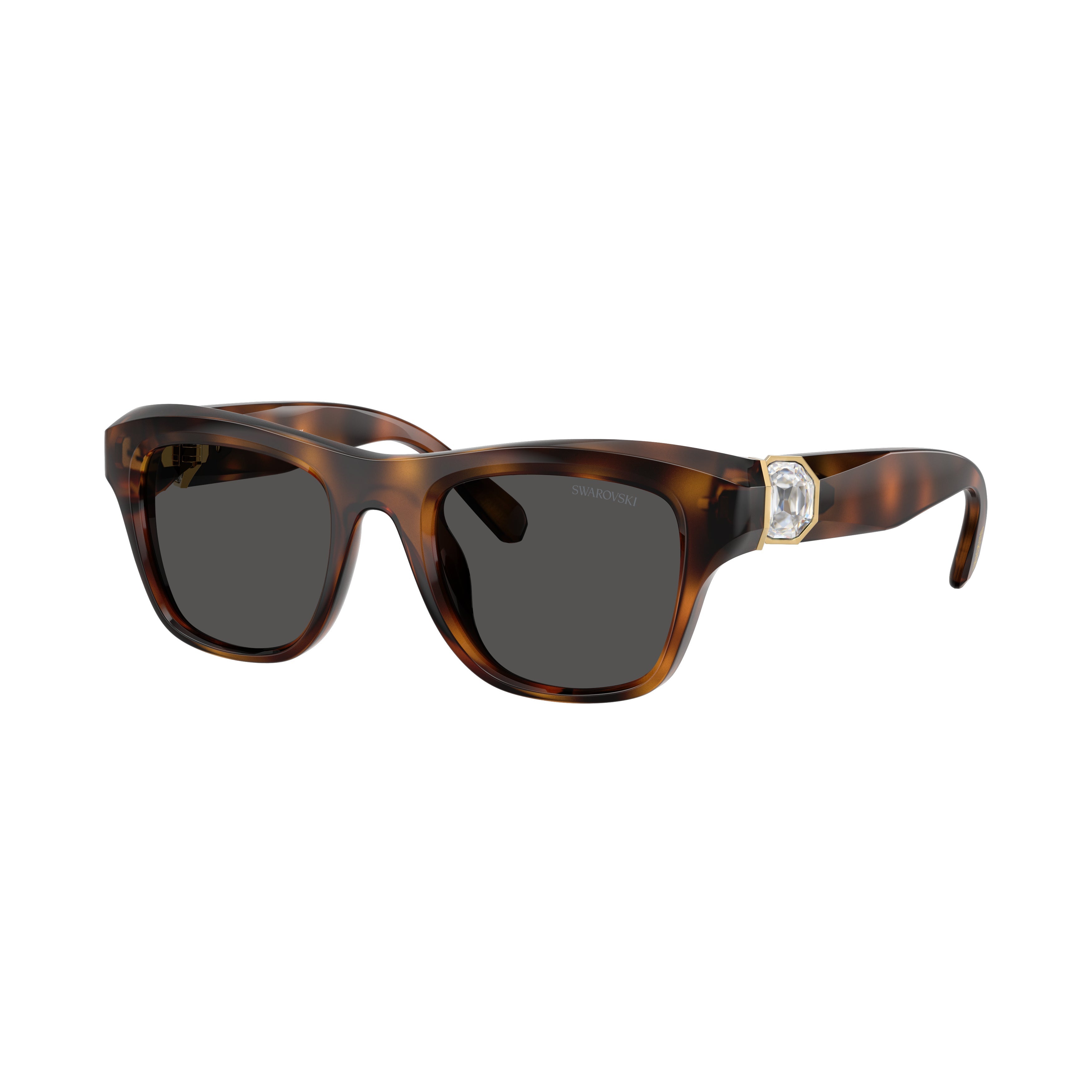 0Sk6056U Rectangular Tortoiseshell Sunglasses with Crystal Accents