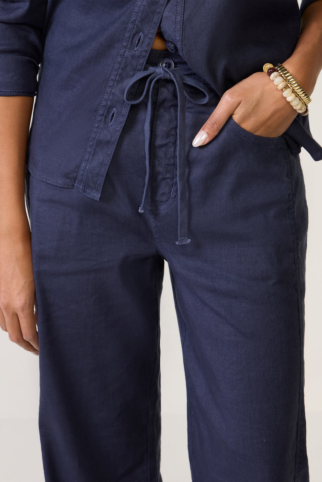 Women's Joelle Stretch Linen Trouser with Tie Waist Pants