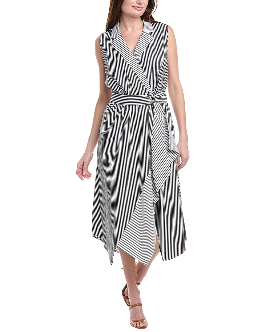 Anne Klein Plus Handkerchief Hem Collar Wrap Midi Dress