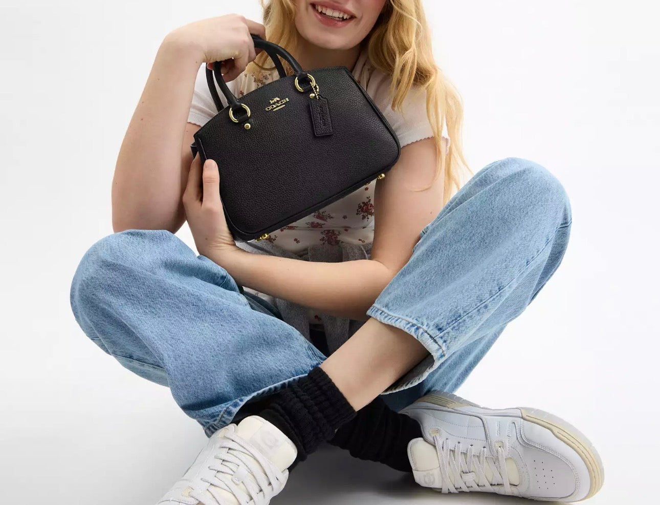 NWT Coach Savannah Small Carryall Leather Bag In Black